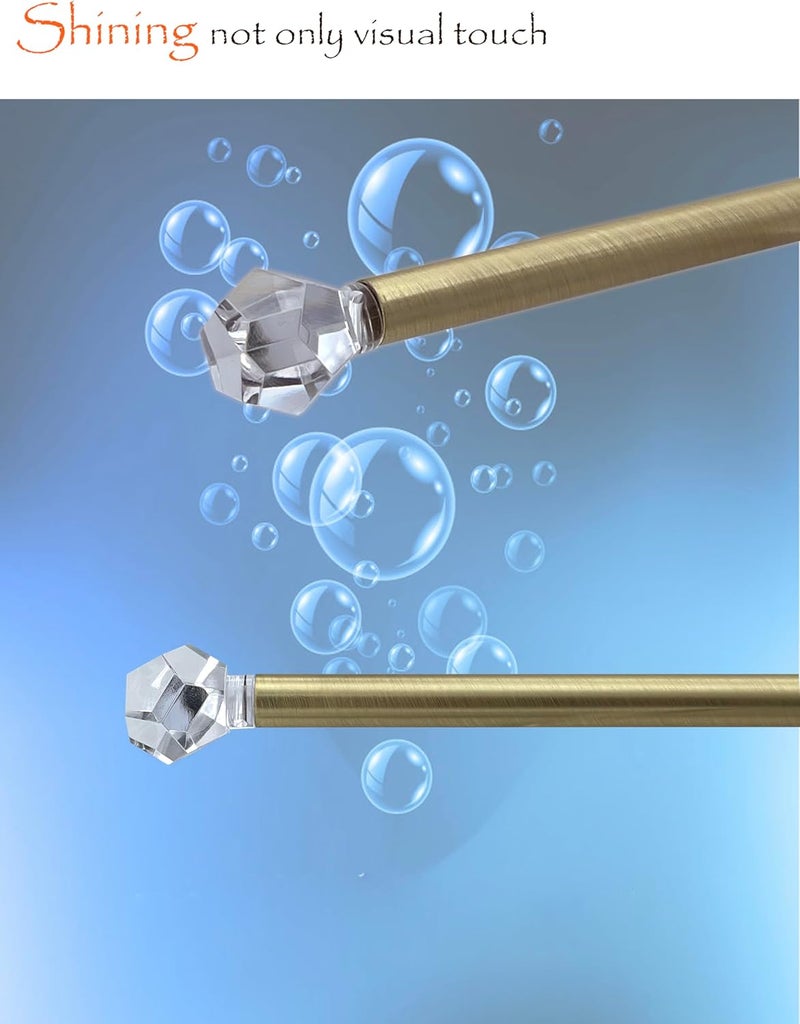 ARNORX 3/8" Sash Curtain Rods with Clear Crystal Ball Finials, 16 to 28 Inch Adjustable, for French Door & Sidelights, Brass Brushed, 2 Pack - Image 5